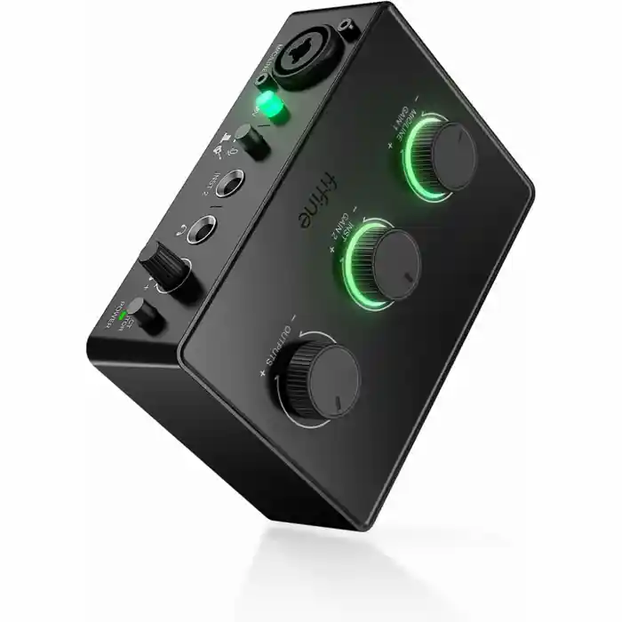 FIFINE SC1 USB Interface PC Audio Mixer for Recording Music, USB Interface for Streaming and Podcasting with XLR, Monitor, 48V Phantom Power, Gain Knob, for Instrument Guitar/Video Content Creation